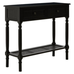 Orsina Black Console Table For Hallway, Pine Wood Table For Home Décor, Wood Table With 2 Drawers For Office - thumbnail 2