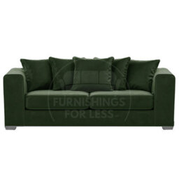 Furnishings For Less UK Ella Boxed Arm Plush Velvet  Fabric Sofa Set 3 And 2 Seater Sofa   Green - thumbnail 2