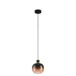 Eglo Oilella Brown And Black Smoked Glass/metal 1-Light Pendant Light (D) 19Cm - thumbnail 2