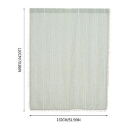 Living And Home Bohemian Light Green Faux Linen Curtain Semi Sheer Rod Pocket Window Drape With Decorative Tassels - thumbnail 8