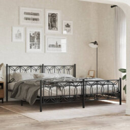 Berkfield Metal Bed Frame Without Mattress With Footboard Black 193X203Cm - thumbnail 1