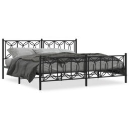 Berkfield Metal Bed Frame Without Mattress With Footboard Black 193X203Cm - thumbnail 2