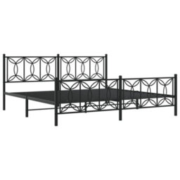 Berkfield Metal Bed Frame Without Mattress With Footboard Black 193X203Cm - thumbnail 3