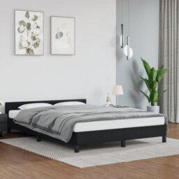 Berkfield Bed Frame With Headboard Black 180X200Cm 6Ft Super King Faux Leather - thumbnail 1