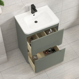 Royal Bathrooms Venice 800mm Matt Nocturne Black Floor Standing Vanity Unit 2 Door With Ceramic Basin - thumbnail 4