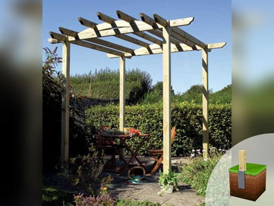 Edecks Contemporary Wooden Garden Pergola (W 3600mm X D 3600mm) With Concrete In Posts (2.7M) - image 1