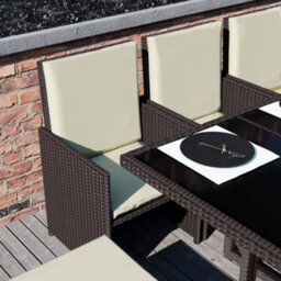 Lassic Garden Vida Brown Cuba Rattan Garden Furniture Set Patio Conservatory Balcony Outdoor 10 Seater Piece Glass Top Table, Ukfr - thumbnail 3