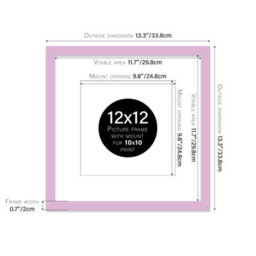 "12X12"" Lilac Picture Frame - 12X12"" Square Frame With 10X10"" Mount For 12X12""/10X10"" Pictures Moderrn Style Thin Edge, 1 Pack" - thumbnail 2