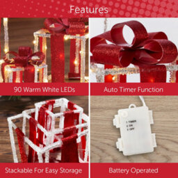 The Christmas Workshop Light-Up White & Red Gift Boxes - thumbnail 3