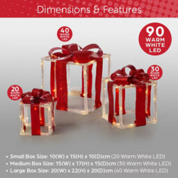 The Christmas Workshop Light-Up White & Red Gift Boxes - thumbnail 2
