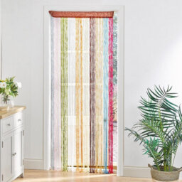 Multicolour String Door Curtain - 90 X 200Cm Colourful Spiral Tassel Doorway Fly Screen - Keeps Flies, Insects & Wasps Out - thumbnail 1