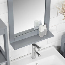 Sobuy Frg129-Sg, Wall Mounted Bathroom Mirror With Storage Shelf, Grey,w40Xd10Xh49.2 - thumbnail 4