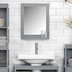 Sobuy Frg129-Sg, Wall Mounted Bathroom Mirror With Storage Shelf, Grey,w40Xd10Xh49.2 - thumbnail 2