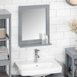 Sobuy Frg129-Sg, Wall Mounted Bathroom Mirror With Storage Shelf, Grey,w40Xd10Xh49.2 - thumbnail 6