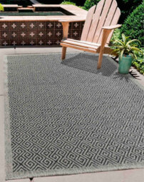 Modern Harper Greek Key Design Outdoor-Indoor Rugs Dark Grey 120X170 Cm - thumbnail 1