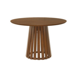 Sweeek - Round Dining Table Rubberwood And Oak Veneer, Seats 4 Walnut Coloured 110X110X73 Cm - Angèle - thumbnail 2