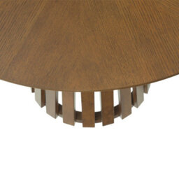 Sweeek - Round Dining Table Rubberwood And Oak Veneer, Seats 4 Walnut Coloured 110X110X73 Cm - Angèle - thumbnail 3