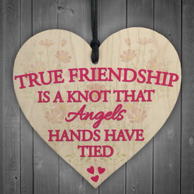 Red Ocean True Friendship Knot Angels Best Friend Gifts Hanging Plaque Friends Home Sign - image 1