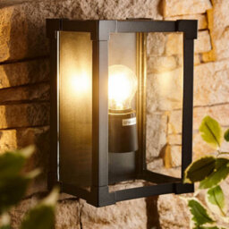 BillyOh Biard Glass & Black Aluminium Square Flush Outdoor Wall Light - Black