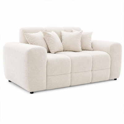 Furnishings For Less UK Jenson Natural 2 Seater Plush Velvet Sofa With Deep Seats - image 1