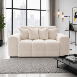 Furnishings For Less UK Jenson Natural 2 Seater Plush Velvet Sofa With Deep Seats - thumbnail 3
