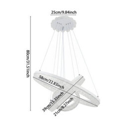 Komore White Double Ring Led Pendant Light Clear Acrylic,3 Colours Dimmable - thumbnail 8