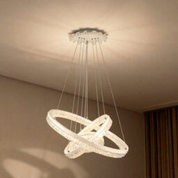 Komore White Double Ring Led Pendant Light Clear Acrylic,3 Colours Dimmable - thumbnail 1