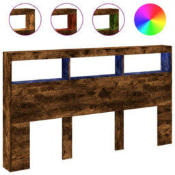 Walplus Headboard Cabinet With Led Smoked Oak 180X17X102 Cm - thumbnail 2