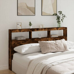 Walplus Headboard Cabinet With Led Smoked Oak 180X17X102 Cm - thumbnail 1