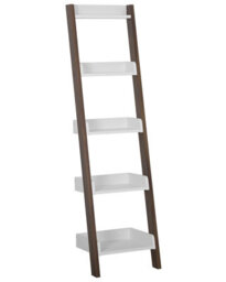 Beliani 5-Tier Ladder Bookcase Dark Wood With White Shelves, Wall-Mounted, Modern Home Office Display - thumbnail 3