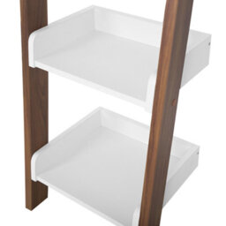 Beliani 5-Tier Ladder Bookcase Dark Wood With White Shelves, Wall-Mounted, Modern Home Office Display - thumbnail 7