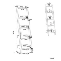 Beliani 5-Tier Ladder Bookcase Dark Wood With White Shelves, Wall-Mounted, Modern Home Office Display - thumbnail 4