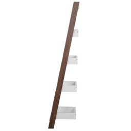 Beliani 5-Tier Ladder Bookcase Dark Wood With White Shelves, Wall-Mounted, Modern Home Office Display - thumbnail 5