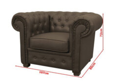Venus Chesterfield Style Sofa 3 Seater + Armchair Brown Faux Leather - thumbnail 4