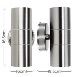 Valuelights Gainsford Ip44 Rated Stainless Steel Outdoor Up Down Porch Driveway Wall Mounted Exterior Light With Led Bulb - thumbnail 8