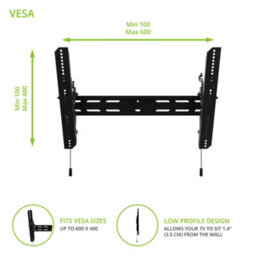 Kanto Mounts Pt300 Tilting Tv Mount For 32-Inch To 90-Inch Tvs - Black - thumbnail 2