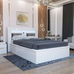 Sliding Wardrobes 4 u LTD Sliding Wardrobes 4U Helston High Gloss Ottoman Storage Bed In Double And King Size, Available In Three Colors - Grey Kingsize - thumbnail 2