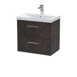 Hudson Reed Juno Wall Hung 2 Drawer Vanity Unit With Thin-Edge 1 Tap Hole Basin, Metallic Slate, 610 X 395 mm - thumbnail 5