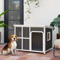 Pawhut Wooden Dog Kennel Outdoor W/ Openable Top, 103 X 77 X 83Cm - thumbnail 1