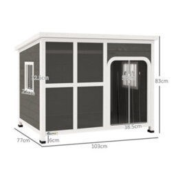 Pawhut Wooden Dog Kennel Outdoor W/ Openable Top, 103 X 77 X 83Cm - thumbnail 3