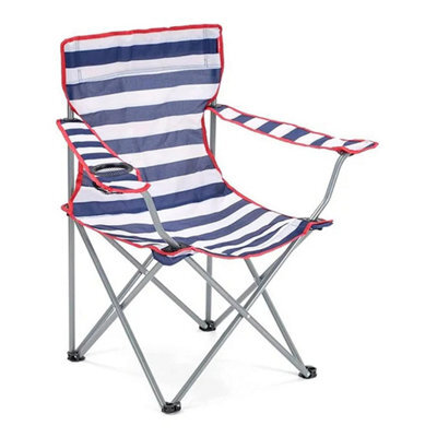 STAR SUPPLIES Outdoor Garden Patio Camping Lightweight Blue And Red Striped Folding Chairs With Cup Holder & Arm Rest - image 1