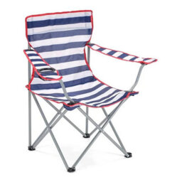 STAR SUPPLIES Outdoor Garden Patio Camping Lightweight Blue And Red Striped Folding Chairs With Cup Holder & Arm Rest - thumbnail 1