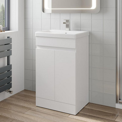 Affine 500mm Free Standing Vanity Unit 1Th Basin Sink Gloss White Flat Pack Bathroom - image 1