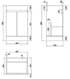 Affine 500mm Free Standing Vanity Unit 1Th Basin Sink Gloss White Flat Pack Bathroom - thumbnail 9