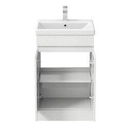 Affine 500mm Free Standing Vanity Unit 1Th Basin Sink Gloss White Flat Pack Bathroom - thumbnail 8