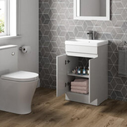 Affine 500mm Free Standing Vanity Unit 1Th Basin Sink Gloss White Flat Pack Bathroom - thumbnail 3