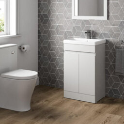 Affine 500mm Free Standing Vanity Unit 1Th Basin Sink Gloss White Flat Pack Bathroom - thumbnail 2