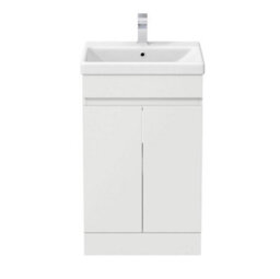 Affine 500mm Free Standing Vanity Unit 1Th Basin Sink Gloss White Flat Pack Bathroom - thumbnail 7