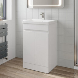 Affine 500mm Free Standing Vanity Unit 1Th Basin Sink Gloss White Flat Pack Bathroom - thumbnail 1