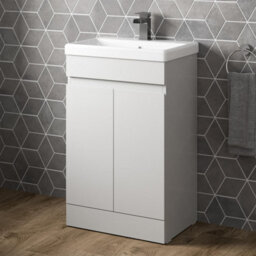 Affine 500mm Free Standing Vanity Unit 1Th Basin Sink Gloss White Flat Pack Bathroom - thumbnail 4
